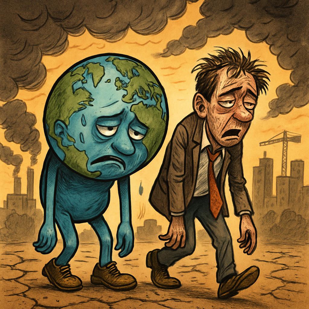 Image carrée illustrant un défi mondial et une solution collective